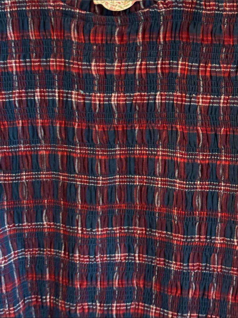 Ivy City Co Navy and Mariah Plaid Tartan Smocked Puff-Sleeve Dress - Picture 3 of 6